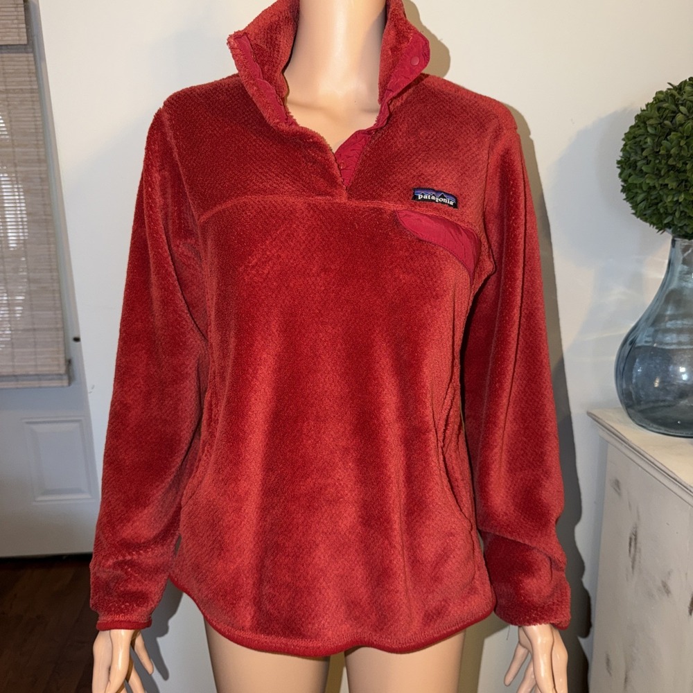 Patagonia Women Re Tool Snap Polartec Fleece Red Pullover Jacket with Size M